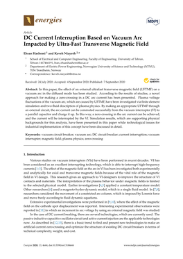 DC Current Interruption Based on Vacuum Arc Impacted by Ultra-Fast Transverse Magnetic Field