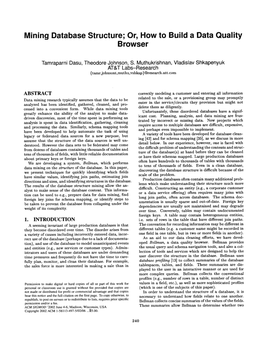 Mining Database Structure; Or, How to Build a Data Quality Browser