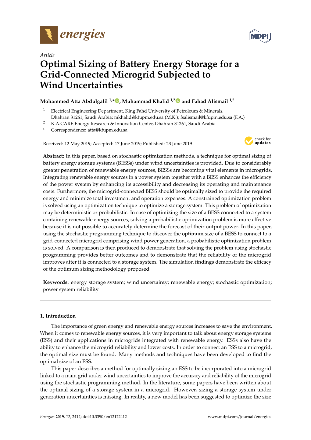 Optimal Sizing of Battery Energy Storage for a GridConnected Microgrid