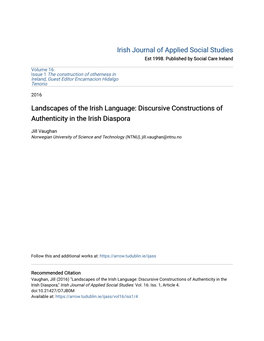 Landscapes of the Irish Language: Discursive Constructions of Authenticity in the Irish Diaspora