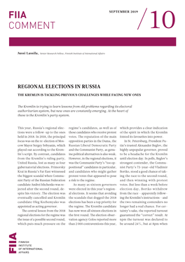 Regional Elections in Russia: the Kremlin Is Tackling Previous Challenges While Facing New Ones