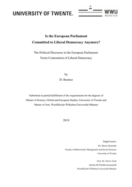Is the European Parliament Committed to Liberal Democracy Anymore?