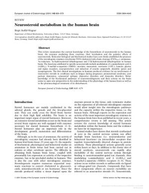 Neurosteroid Metabolism in the Human Brain