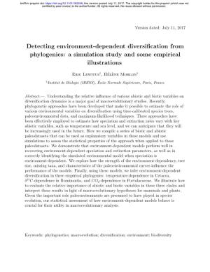 Detecting Environment-Dependent Diversification from Phylogenies