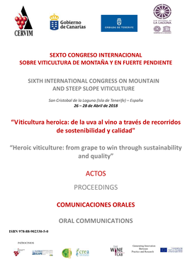 Sixth International Congress on Mountain and Steep Slope Viticulture
