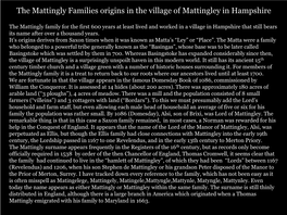 The Mattingly Families Origins in the Village of Mattingley in Hampshire