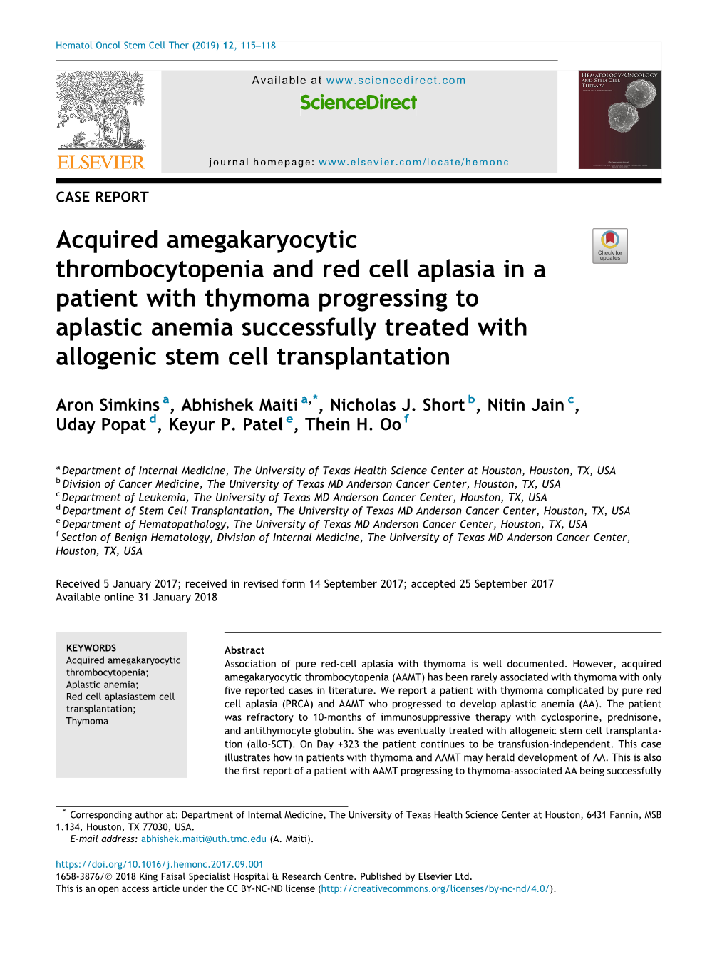 Acquired Amegakaryocytic Thrombocytopenia and Red Cell