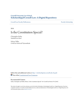 Is the Constitution Special? Christopher Serkin Vanderbilt Law School