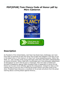 Tom Clancy Code of Honor Pdf by Marc Cameron