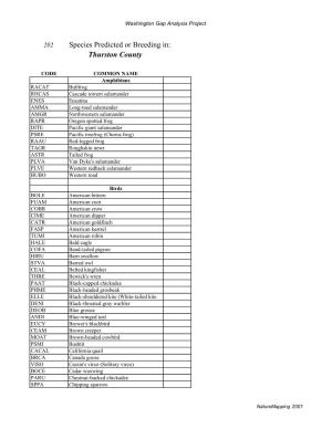 Thurston County Species List
