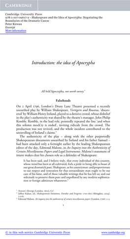 Introduction: the Idea of Apocrypha