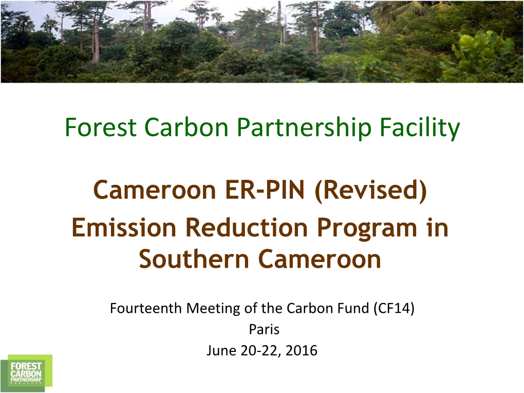 Cameroon ER-PIN (Revised) Emission Reduction Program in Southern Cameroon