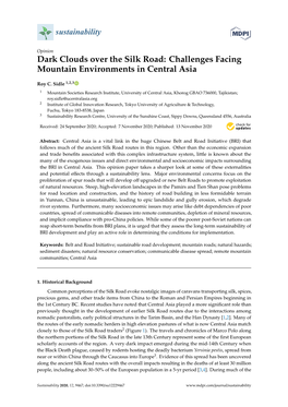 Dark Clouds Over the Silk Road: Challenges Facing Mountain Environments in Central Asia