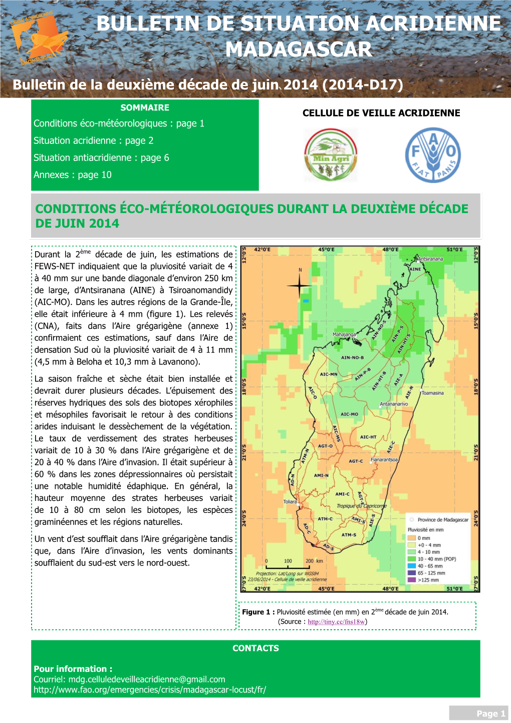 Bulletin De Situation Acridienne Madagascar