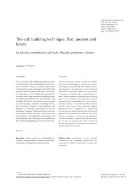 La Técnica Constructiva Del Cob. Pasado, Presente Y Futuro