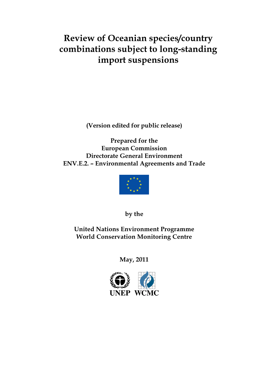 Review of Oceanian Species/Country Combinations Subject to Long-Standing Import Suspensions