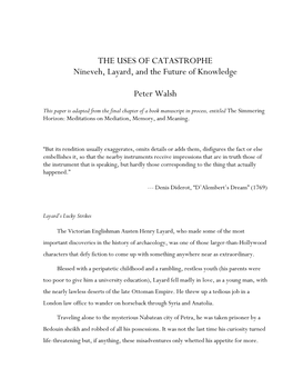 THE USES of CATASTROPHE Nineveh, Layard, and the Future of Knowledge