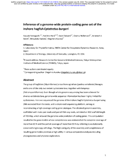 Inference of a Genome-Wide Protein-Coding Gene Set of the Inshore Hagfish Eptatretus Burgeri