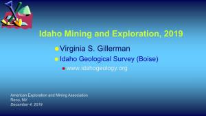 Idaho Mining and Exploration, 2019