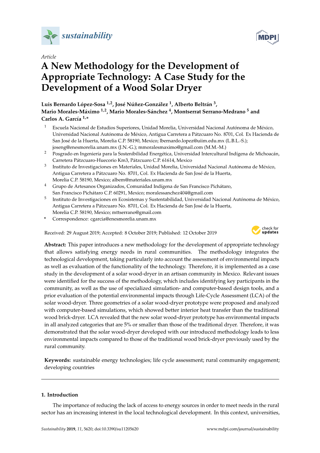 A New Methodology for the Development of Appropriate Technology: a Case Study for the Development of a Wood Solar Dryer