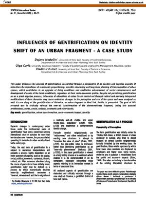 Influences of Gentrification on Identity Shift of an Urban Fragment - a Case Study