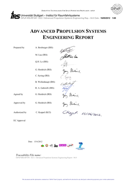 Advanced Propulsion Systems Engineering Report