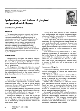 Epidemiology and Indices of Gingival and Periodontal Disease Dr