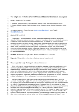 The Origin and Evolution of Cell-Intrinsic Antibacterial Defenses in Eukaryotes 2 3 Daniel J