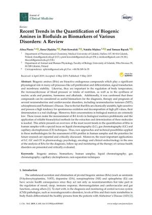 Recent Trends in the Quantification of Biogenic Amines in Biofluids