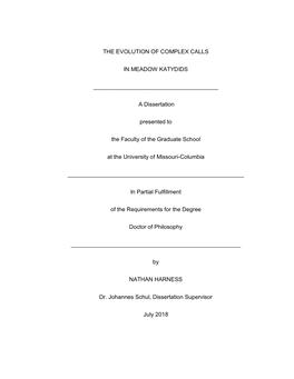 The Evolution of Complex Calls in Meadow