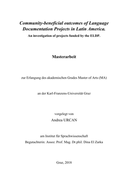 Community-Beneficial Outcomes of Language Documentation Projects in Latin America