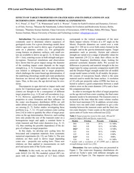 Effects of Target Properties on Crater Sizes and Its Implications on Age Determination - Insights from Numerical Experiments N