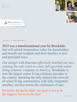 2014 Was a Transformational Year for Brookdale That Will Unlock