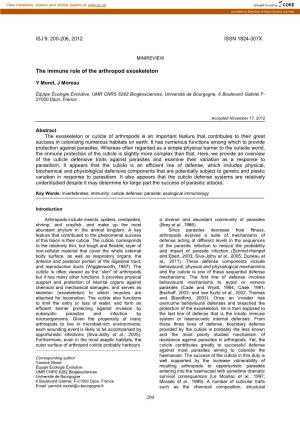 The Immune Role of the Arthropod Exoskeleton