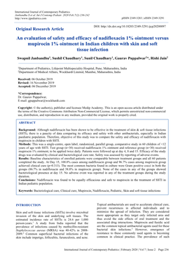 An Evaluation of Safety and Efficacy of Nadifloxacin 1% Ointment Versus Mupirocin 1% Ointment in Indian Children with Skin and Soft Tissue Infection