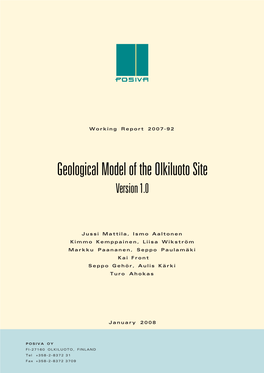 Geological Model of the Olkiluoto Site Version 1.0
