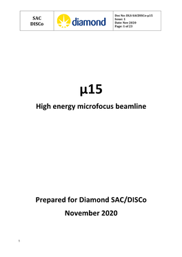 High Energy Microfocus Beamline Prepared for Diamond SAC/Disco