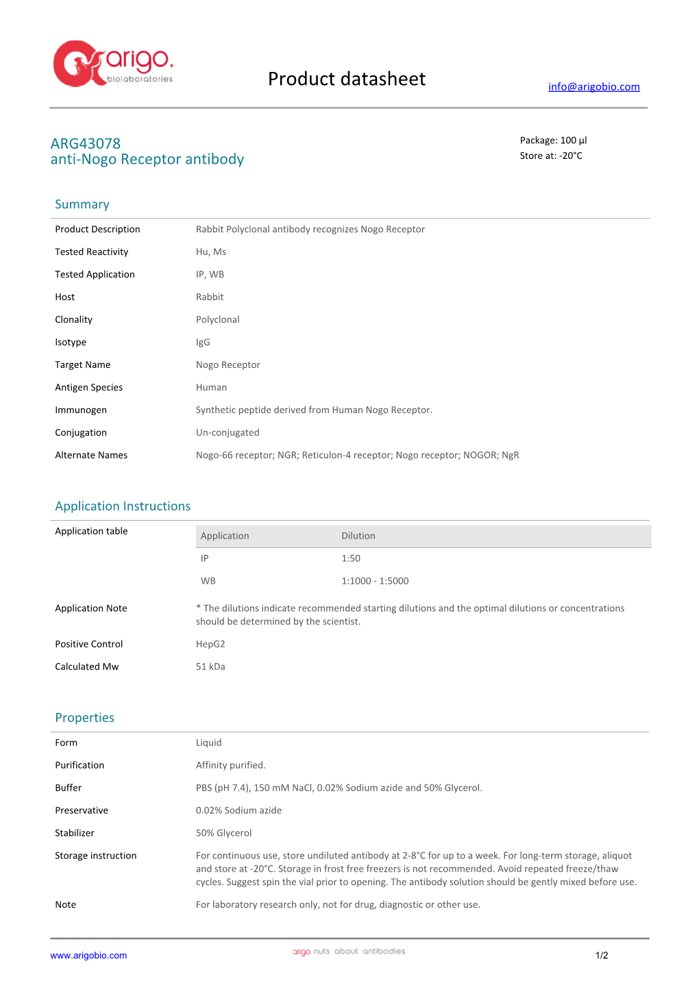 Anti-Nogo Receptor Antibody (ARG43078)