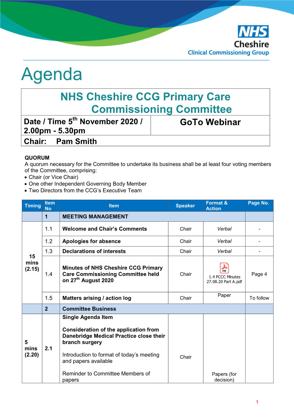 Agenda and Papers PCCC 5Th November 2020