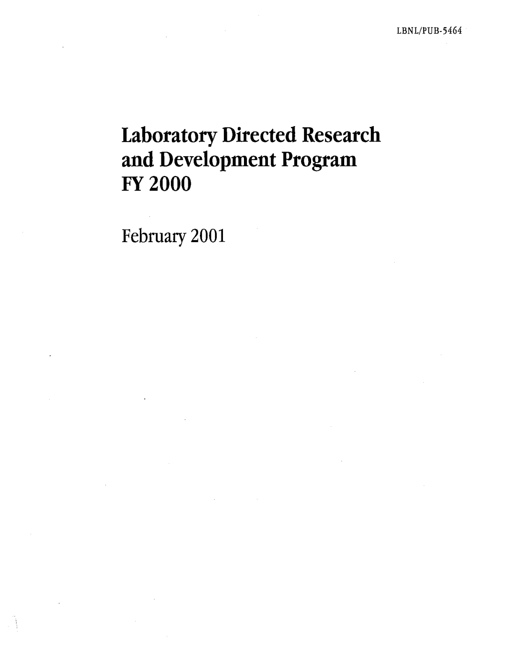 Laboratory Directed Research and Development Program FY 2000