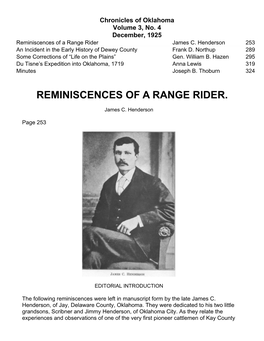 Reminiscences of a Range Rider