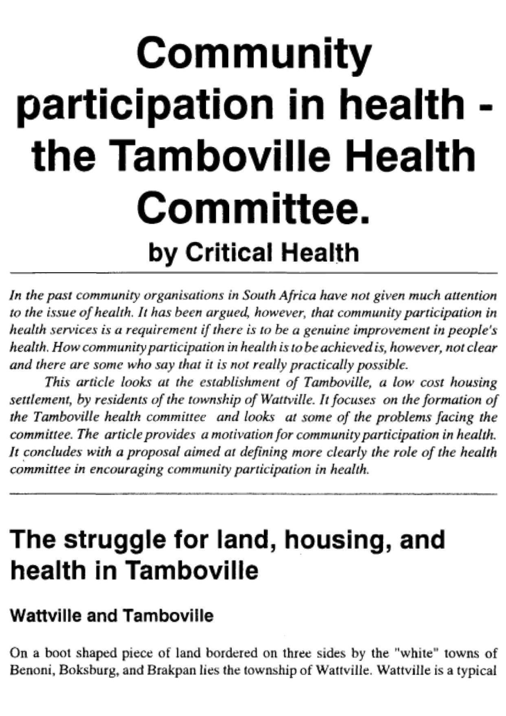 Tamboville and Wattville