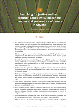 Land Rights, Indigenous Peoples and Governance of Tenure in Guyana
