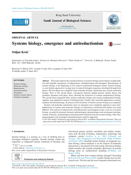 Systems Biology, Emergence and Antireductionism