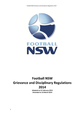 Football NSW Grievance and Disciplinary Regulations 2014