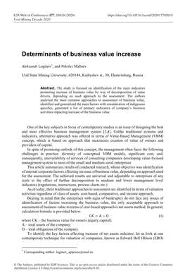 Determinants of Business Value Increase