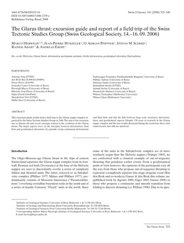 The Glarus Thrust: Excursion Guide and Report of a Field Trip of the Swiss Tectonic Studies Group (Swiss Geological Society, 14.–16