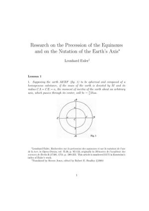 Research on the Precession of the Equinoxes and on the Nutation of the Earth’S Axis∗