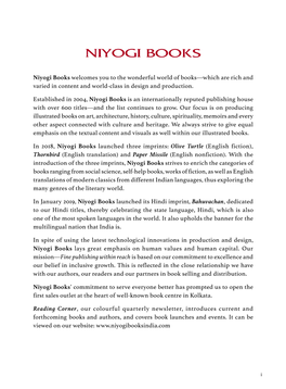 Niyogi Books Welcomes You to the Wonderful World of Books—Which Are Rich and Varied in Content and World-Class in Design and Production