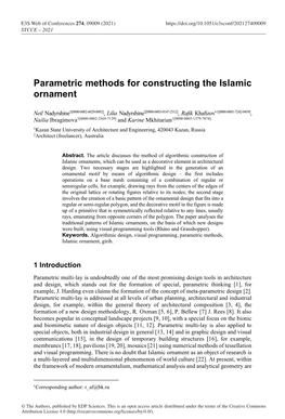 Parametric Methods for Constructing the Islamic Ornament
